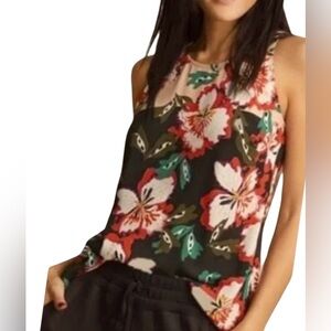 CAbi Hibiscus Floral Top (Style #5542) Sleeveless Size XS High Low Breezy Blouse